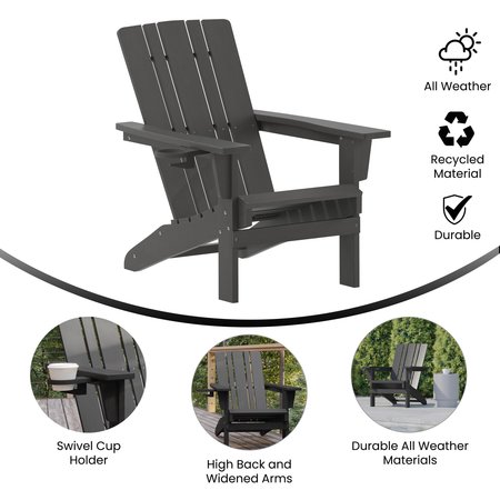 Flash Furniture Gray Adirondack Patio Chair with Cupholder LE-HMP-1045-10-GY-GG
